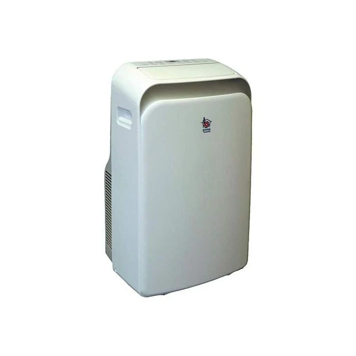 White free-standing 12,000 BTU portable air conditioning unit with side air intake grille
