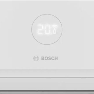 White wall-mounted split air conditioning indoor unit with a circular digital temperature display