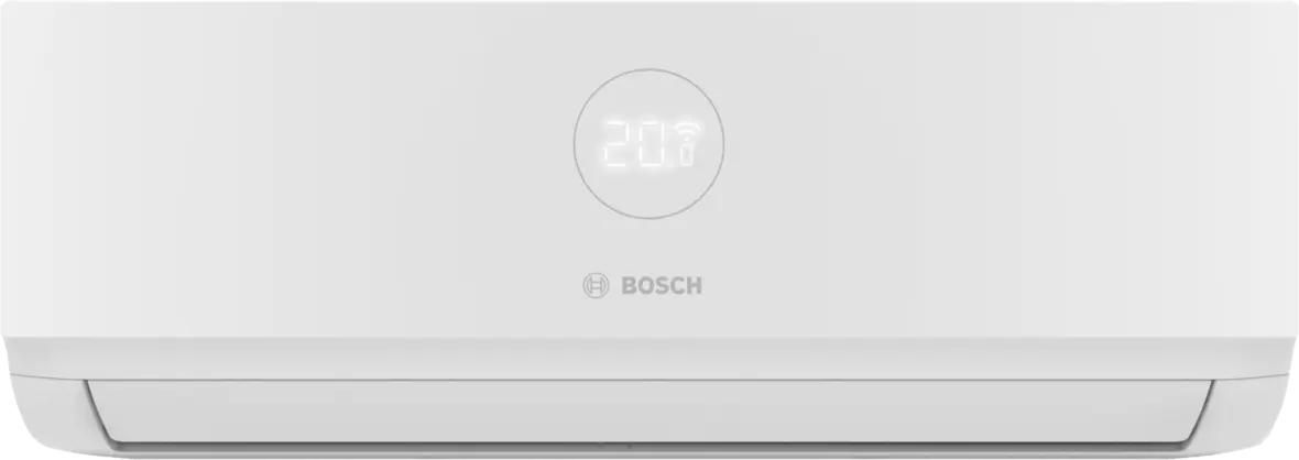 White wall-mounted split air conditioning indoor unit with a circular digital temperature display