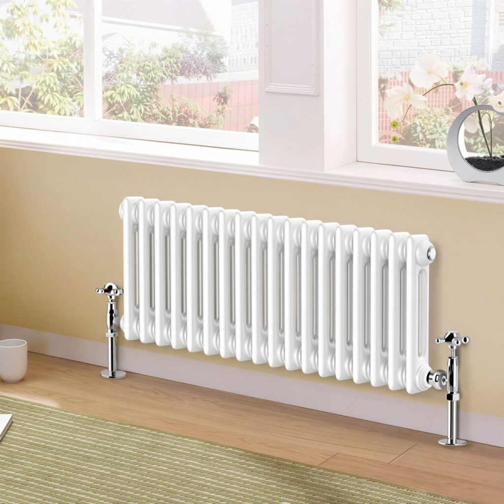 White traditional 2 column horizontal radiator 300 x 785mm