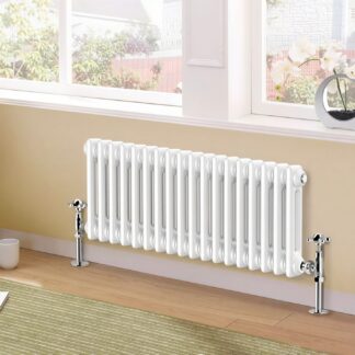 White traditional 2 column horizontal radiator 300 x 785mm