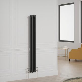 Anthracite Grey traditional 2 column vertical radiator 1500 x 200mm