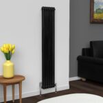 Black traditional 2 column vertical radiator 1500 x 290mm