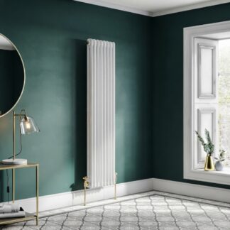 White traditional 2 column vertical radiator 1500 x 380mm