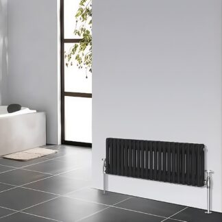 Black traditional 3 column horizontal radiator 300 x 1010mm