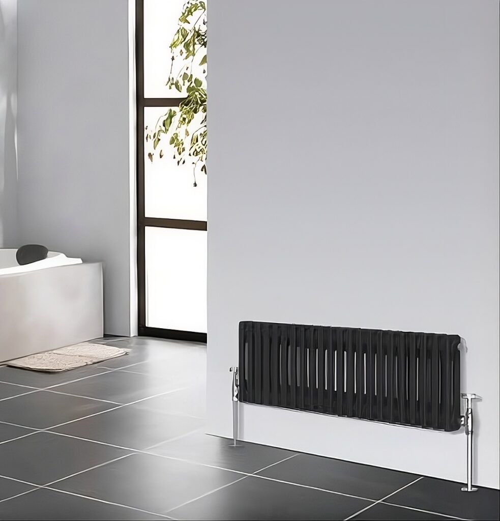 Black traditional 3 column horizontal radiator 300 x 1010mm