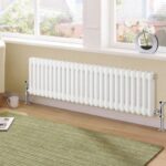 White traditional 3 column horizontal radiator 300 x 1190mm