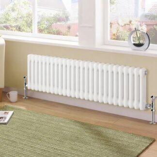 White traditional 3 column horizontal radiator 300 x 1190mm